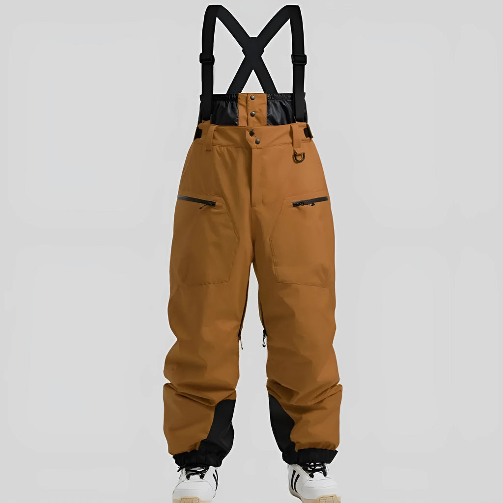 Men's waterproof ski trousers with thickened waistband strap in black colour option
