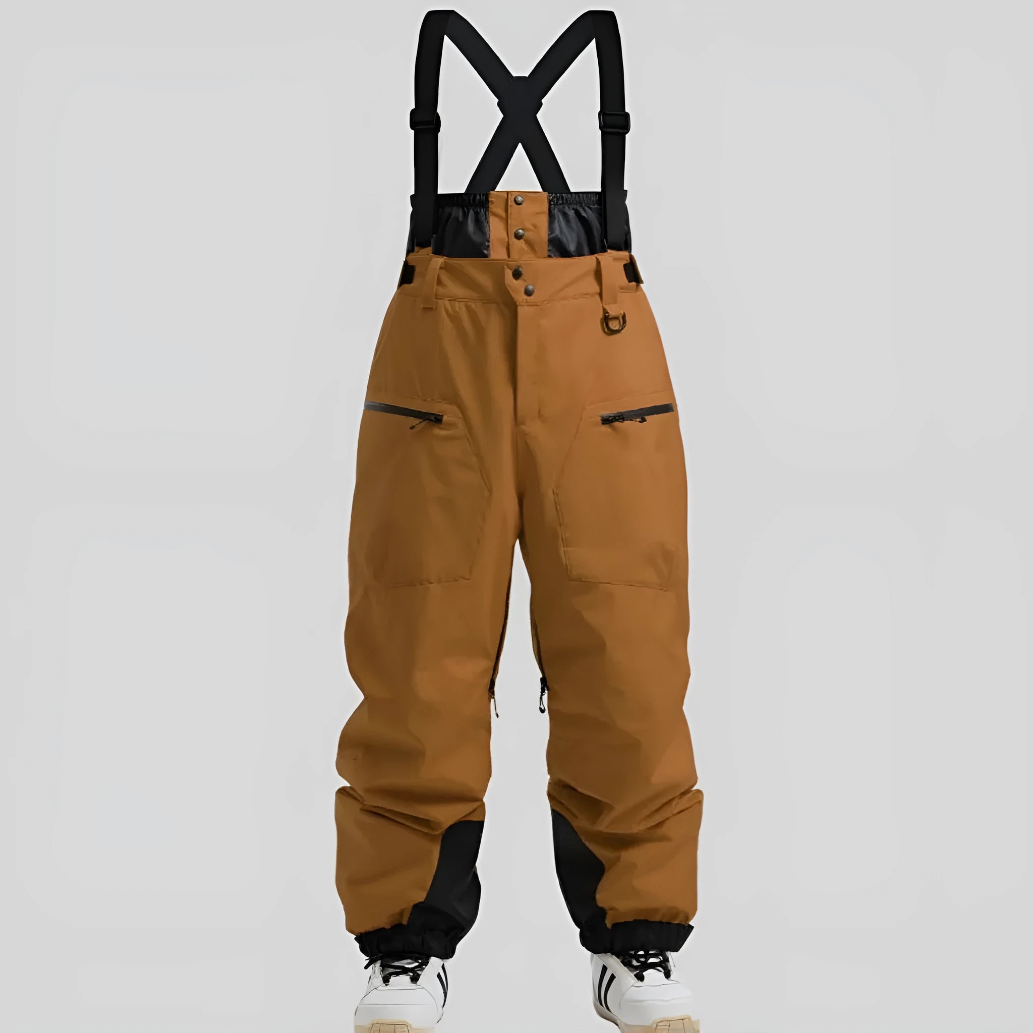 Men's waterproof ski trousers with thickened waistband strap in black colour option