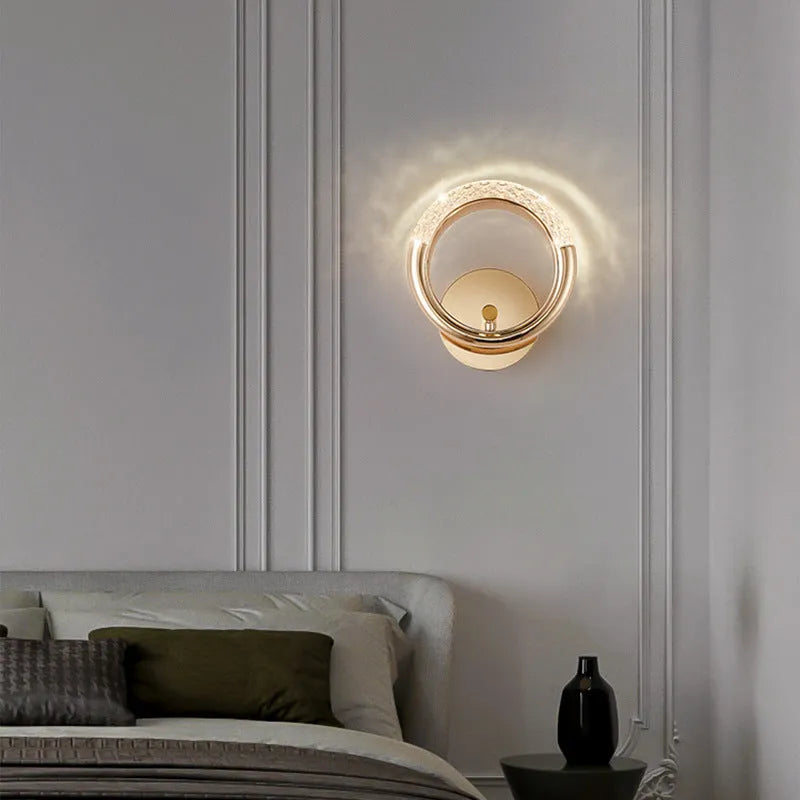 High Sense minimalist modern wall lamp with white acrylic shade on a wall.