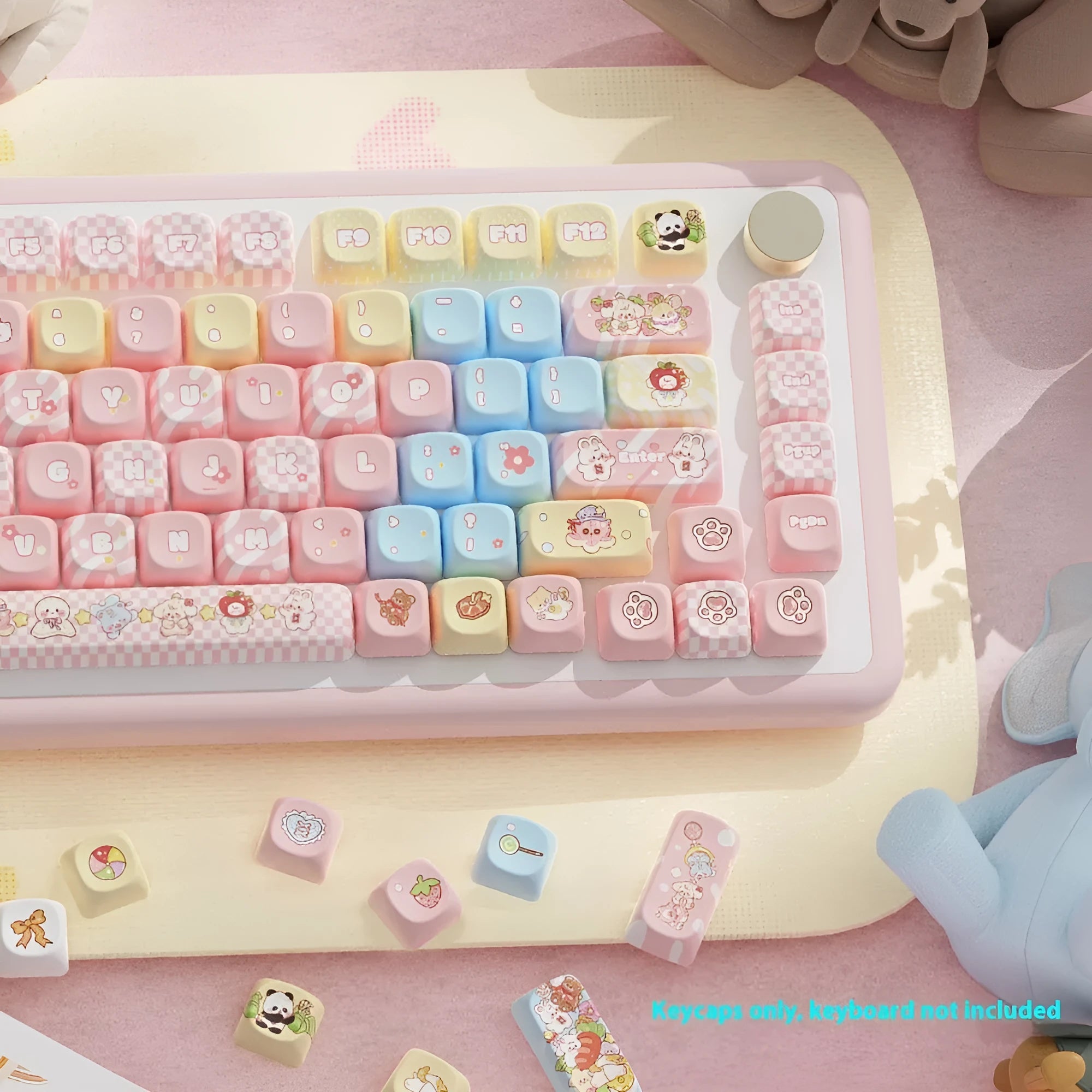 Clip doll artwork mechanical keyboard key caps with sublimation printing in 112 or 120 key configurations