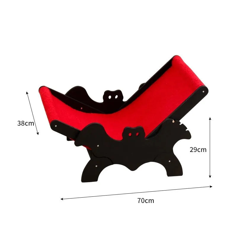 MW-054 wooden cat recliner bed with black and red halloween cage design