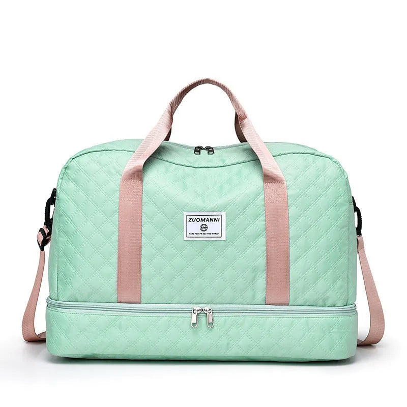 Large Oxford cloth leisure travel bag in a solid colour with sewing thread detail, shown in a 36-55L capacity size.
