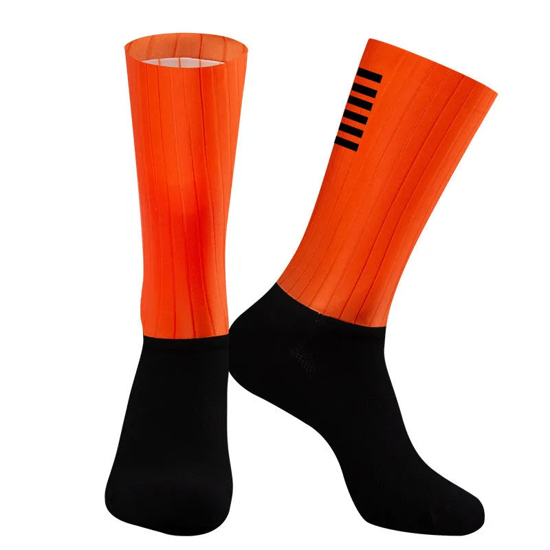 Athletic sports socks in orange, black, purple, white, grey or dark blue colours