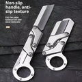 Thickened mechanical deformation folding knife with silver stainless steel blade and handle