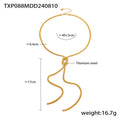 Gold electroplated titanium steel knotted tassel snake chain necklace with matching earrings set