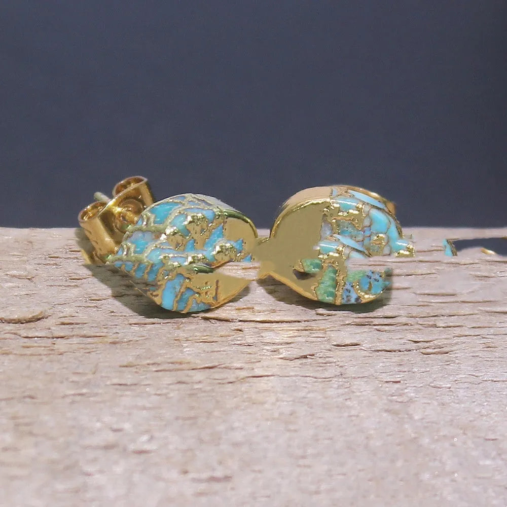 A pair of handmade natural stone stud earrings with an irregular bohemian shape in ER1031 colour.