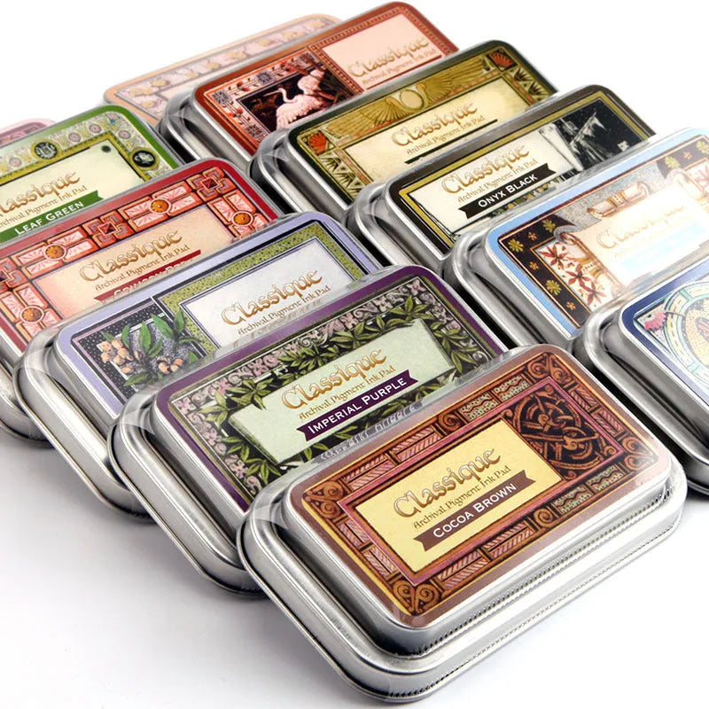 Rectangular oily stamp pad ink measuring 0.3x5.7x1.7cm in five colour options for DIY rubber stamps