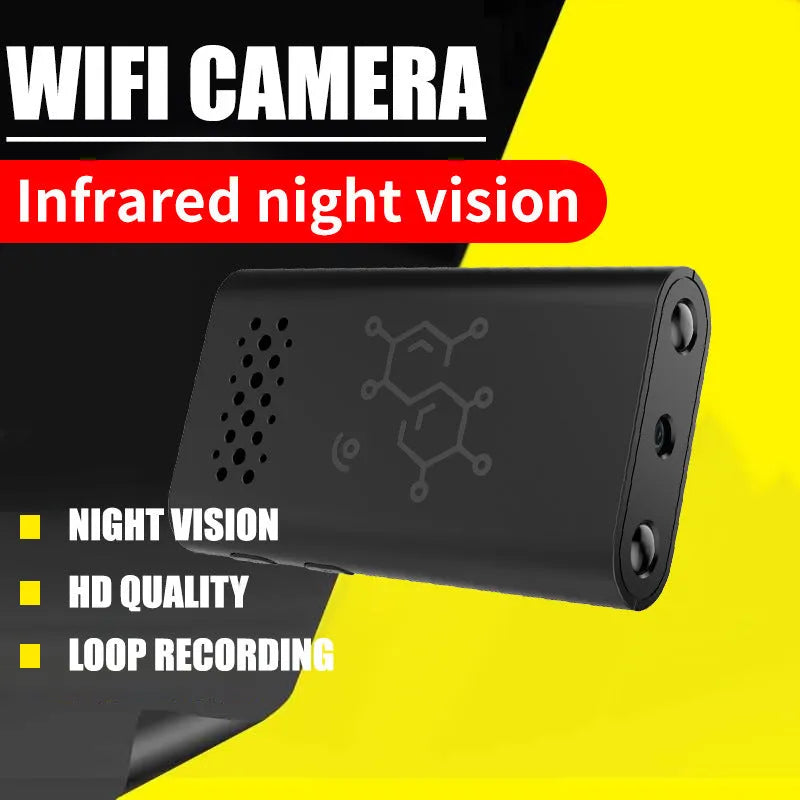 Black indoor WiFi security camera for baby monitoring with 1080p HD definition
