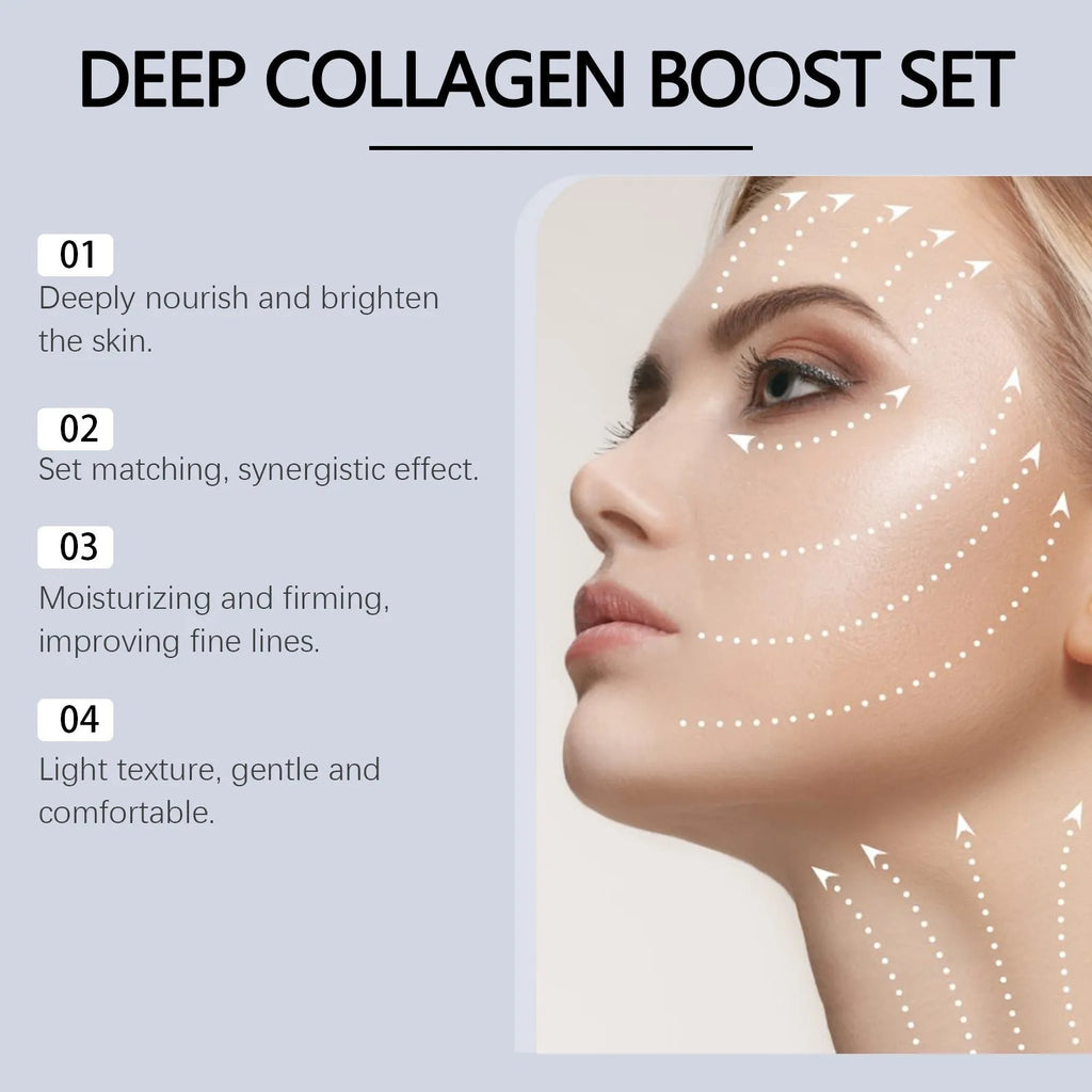 Collagen facial mask kit with 30ml serum essence bottle for moisturising skincare treatment
