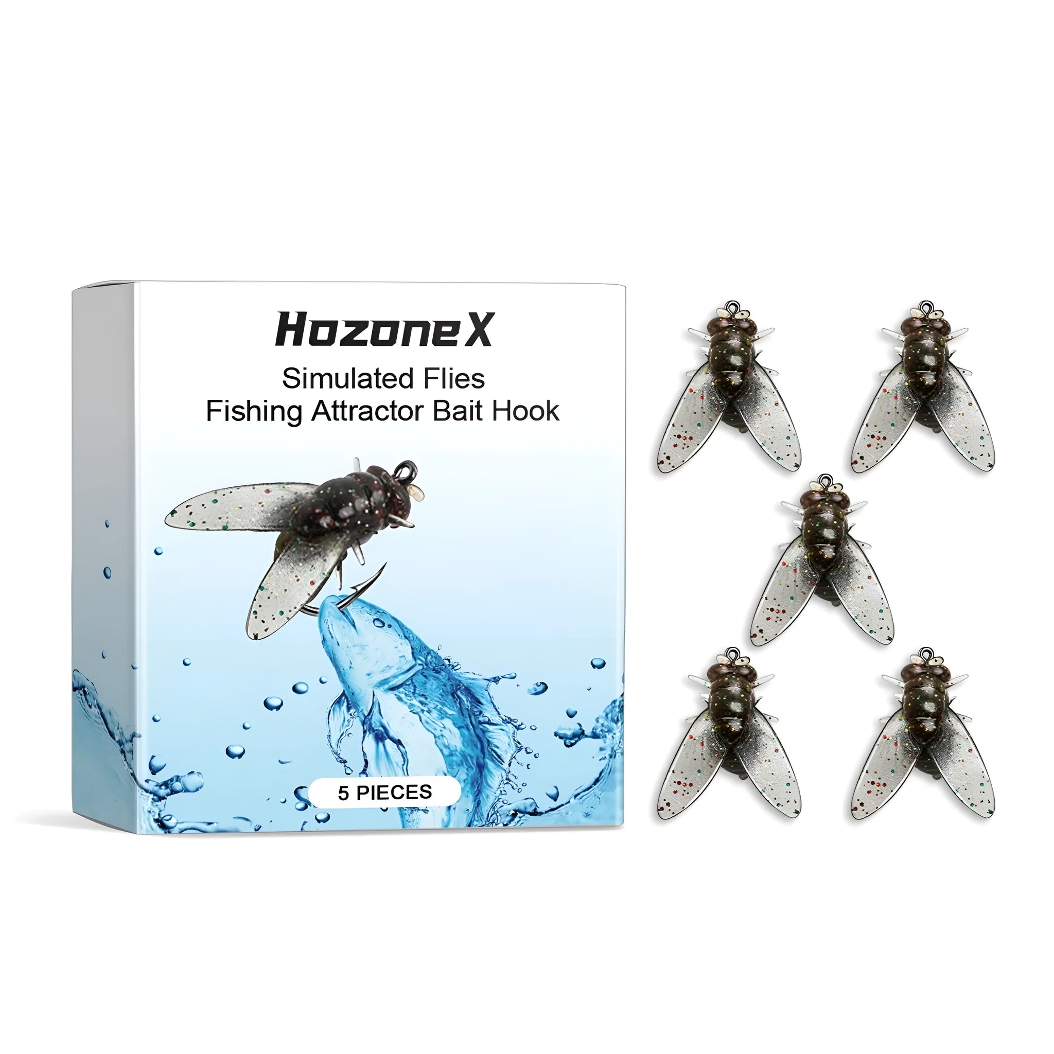 Five soft bait biomimetic insect imitation lures in storage box for fly fishing