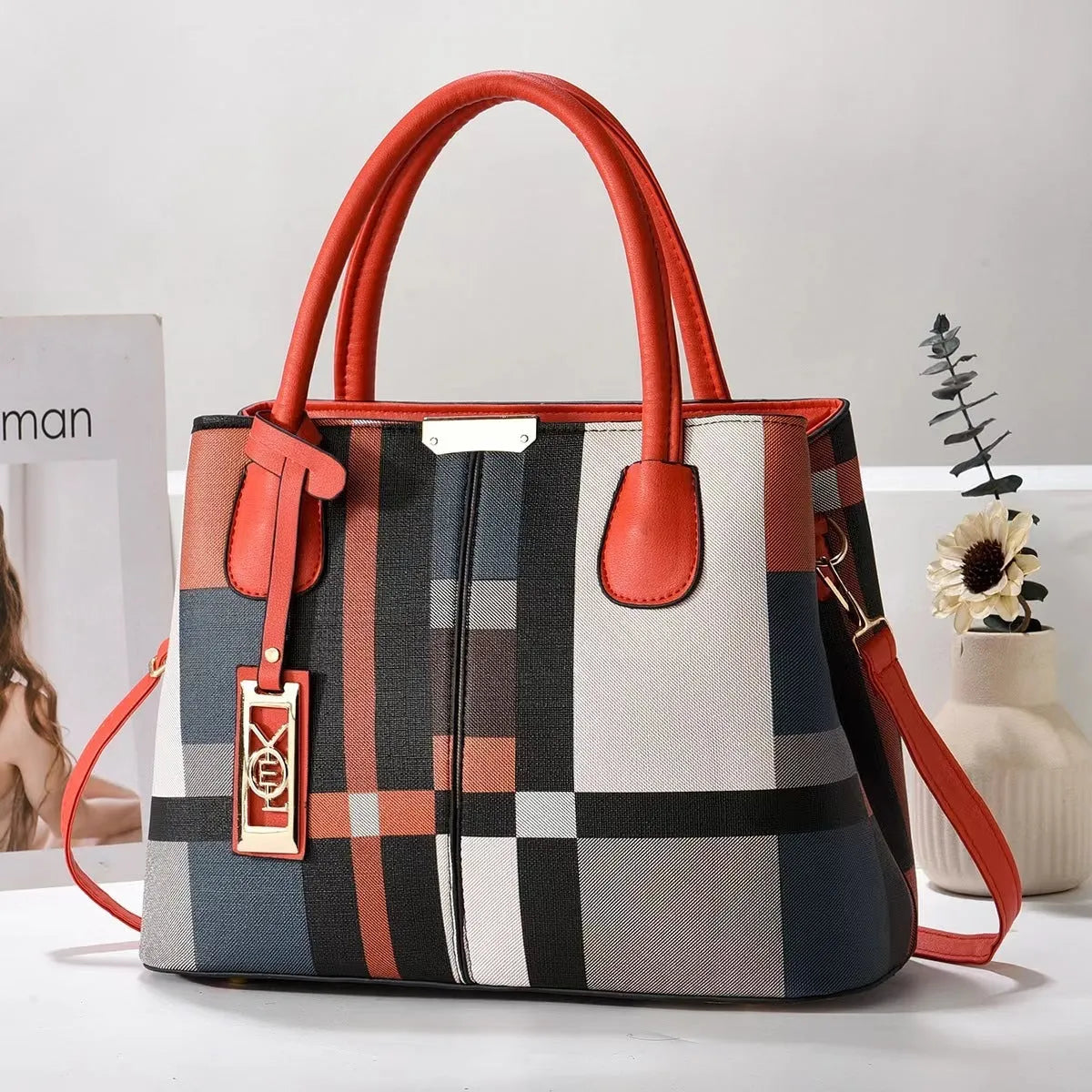 Soft PU women's shoulder bag in horizontal square shape with leather strap, available in multiple colours