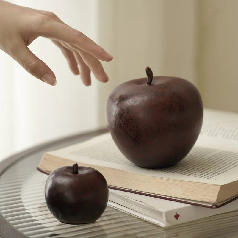 Chinese ceramic retro style apple ornament desktop decoration in large and small sizes