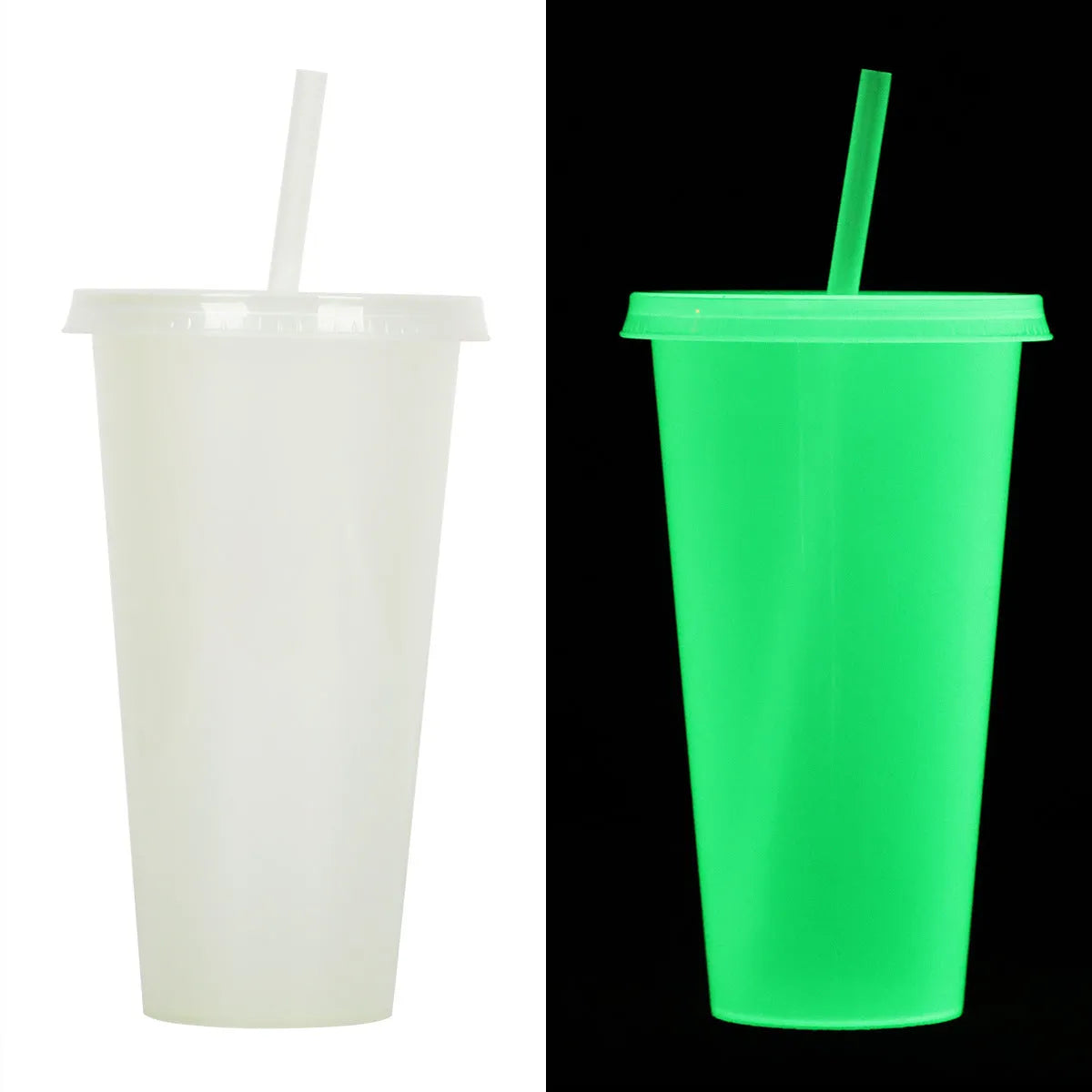 720ml Halloween luminous straw cup in cylindrical shape with PP plastic construction