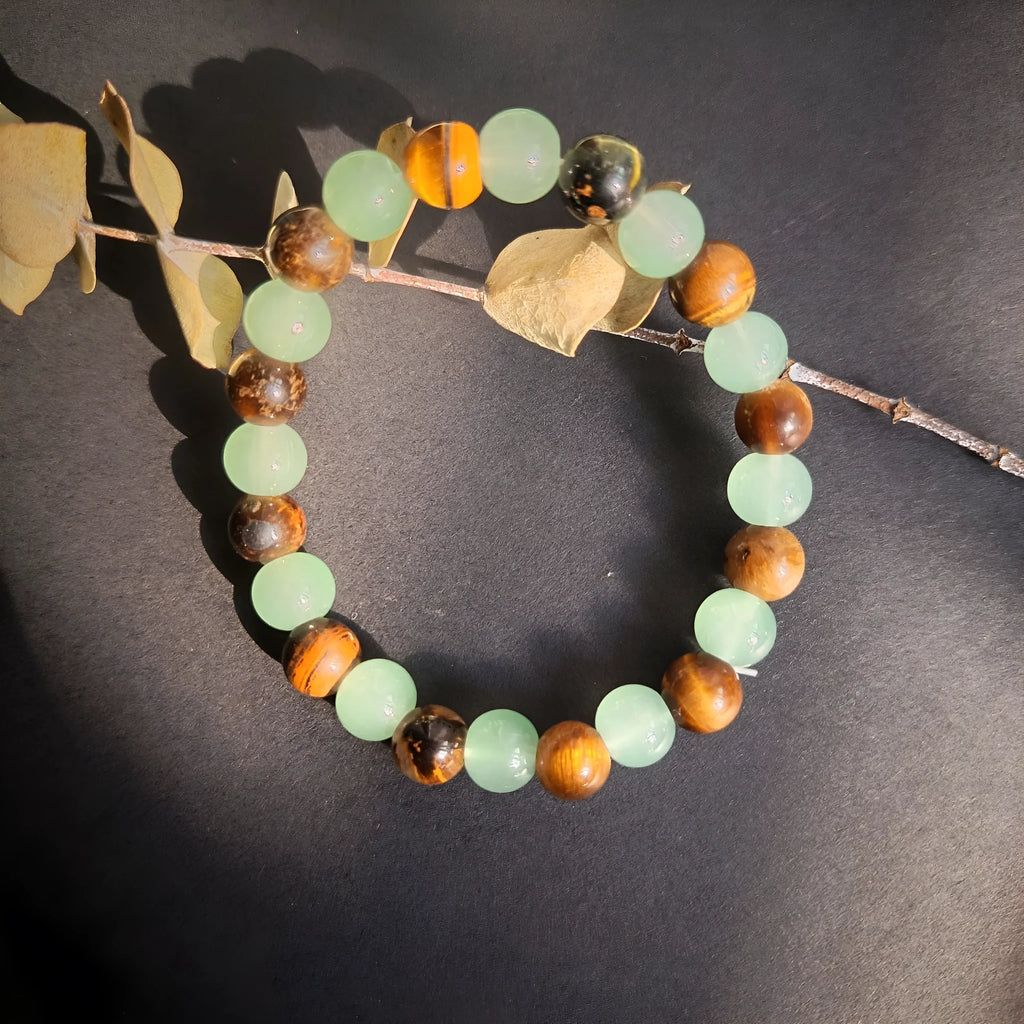 Fashion universal tiger eye bracelet unisex glass crystal geometric shape casual jewellery