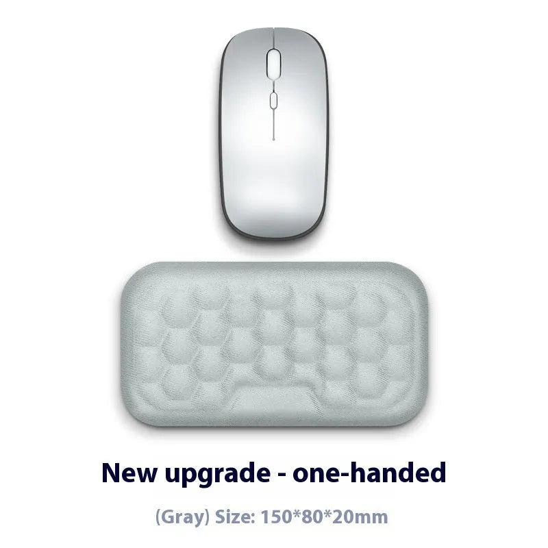 Memory cotton wrist pad for computer use in black or grey with cloth or leather options