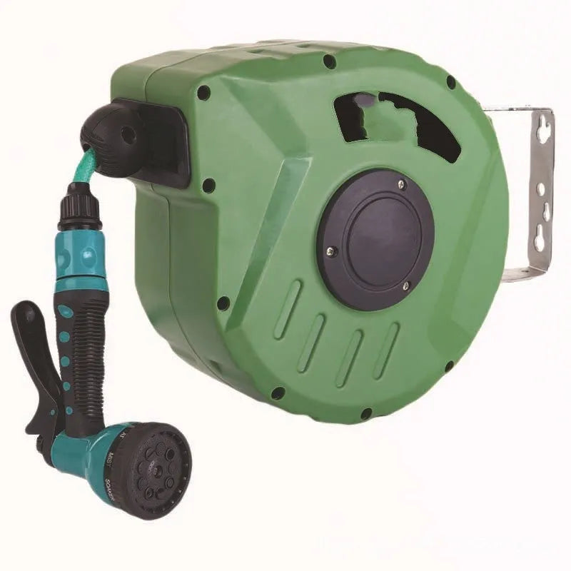 Automatic retractable hose reel water drum with 10 metre PVC pipe for car wash and garden use