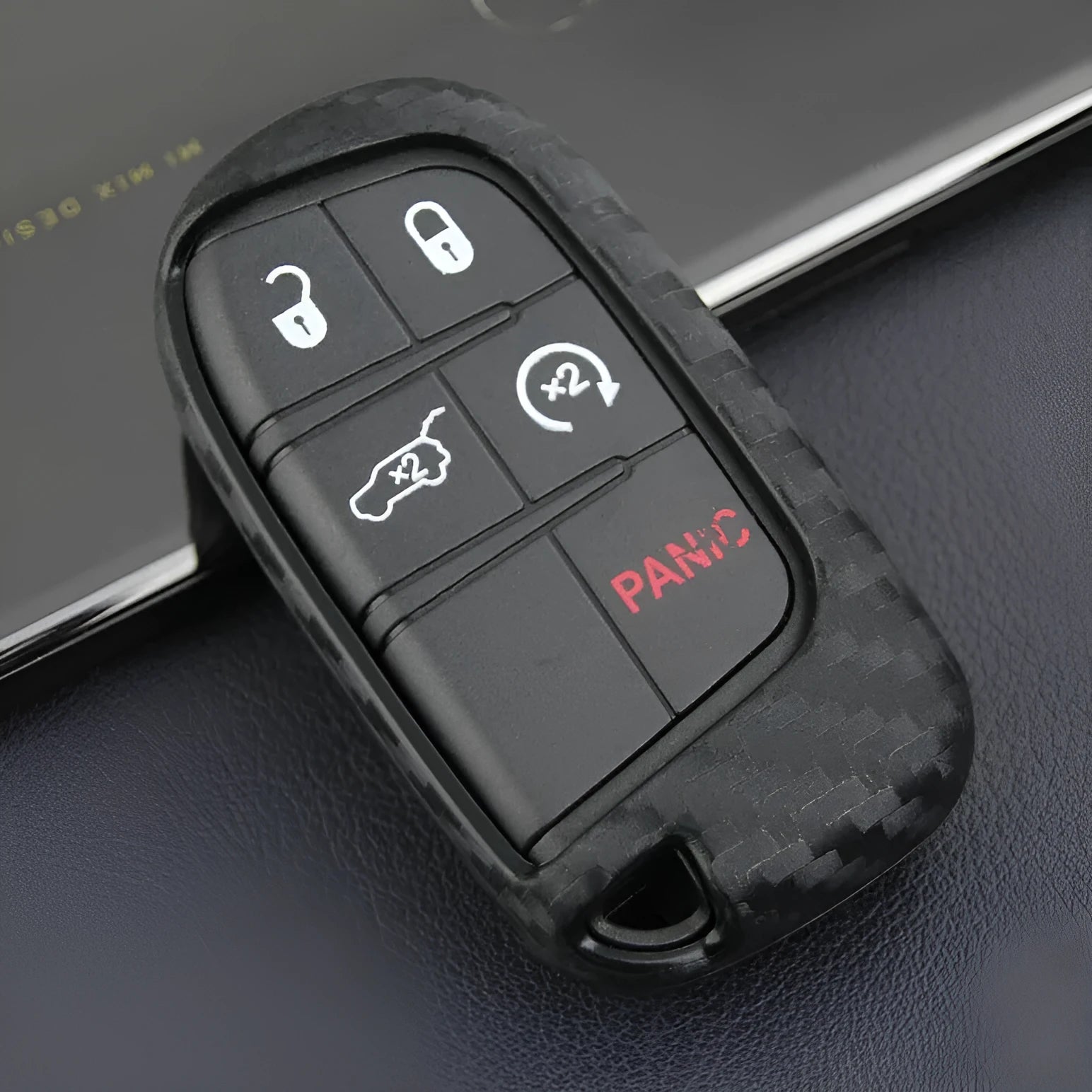 Carbon fibre pattern silicone key case for Dodge Chrysler Fiat remote keys