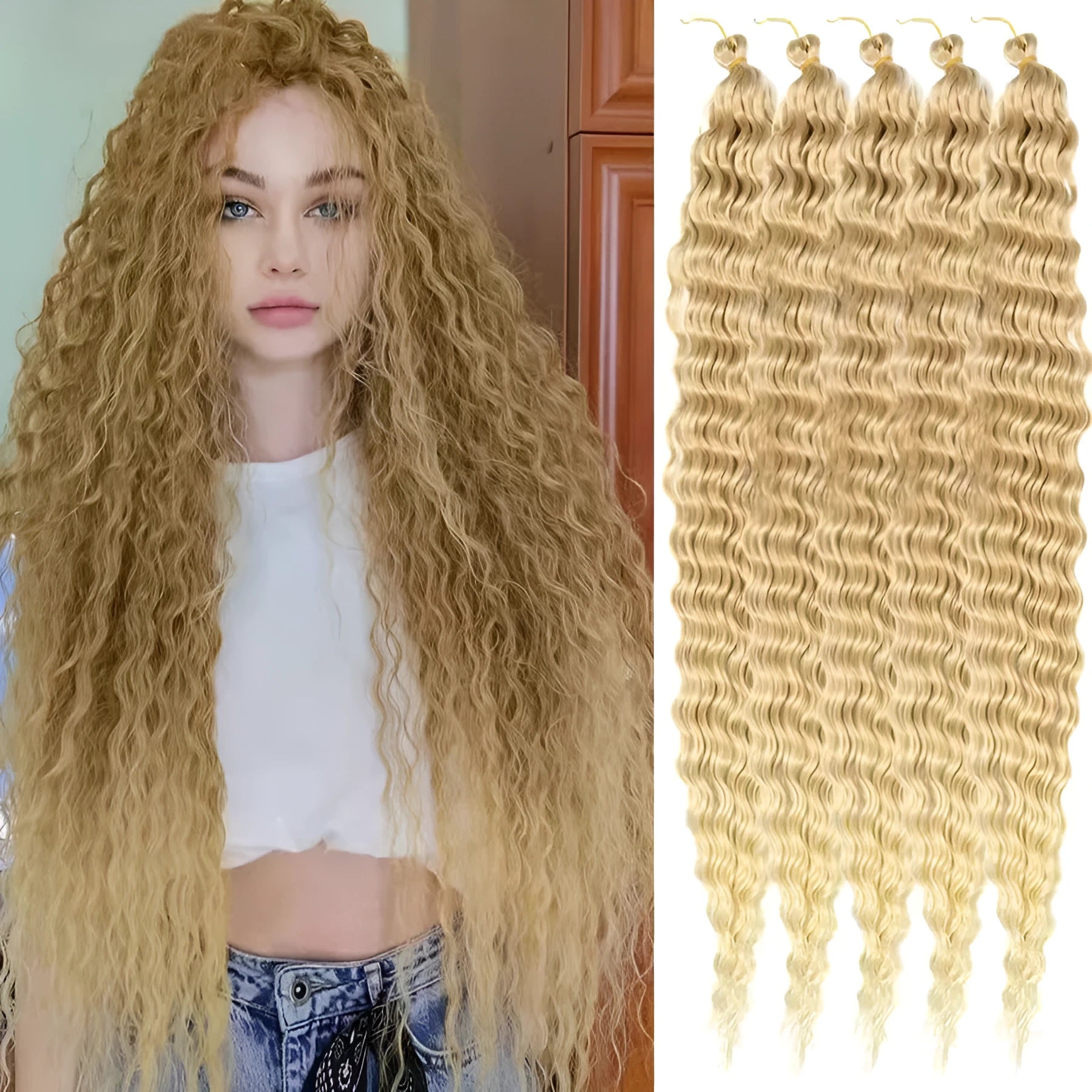 European American style synthetic wig with 32-inch length, available in multiple colours