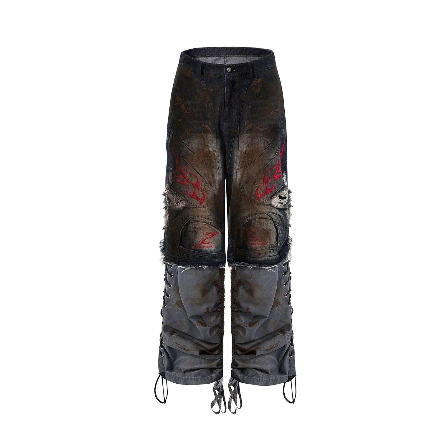 Men's wide-leg retro denim jeans with detachable trouser legs in a loose fit with a mid-high waist.