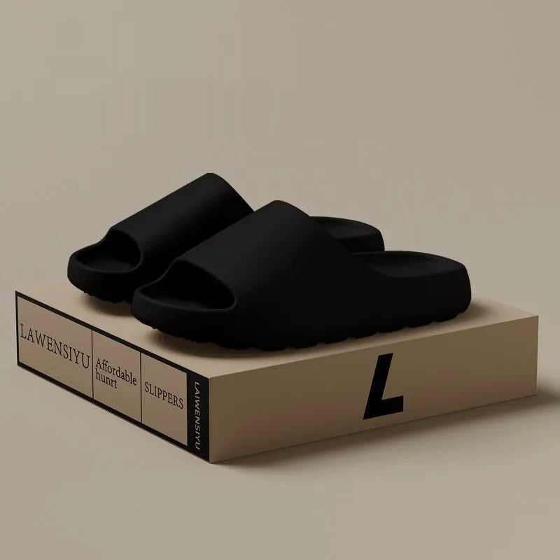 Women's thick sole beach slippers in beige, black, brown, or green.