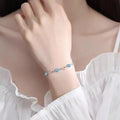 Blue diamond geometric heart pendant necklace and bracelet set on electroplated copper chain