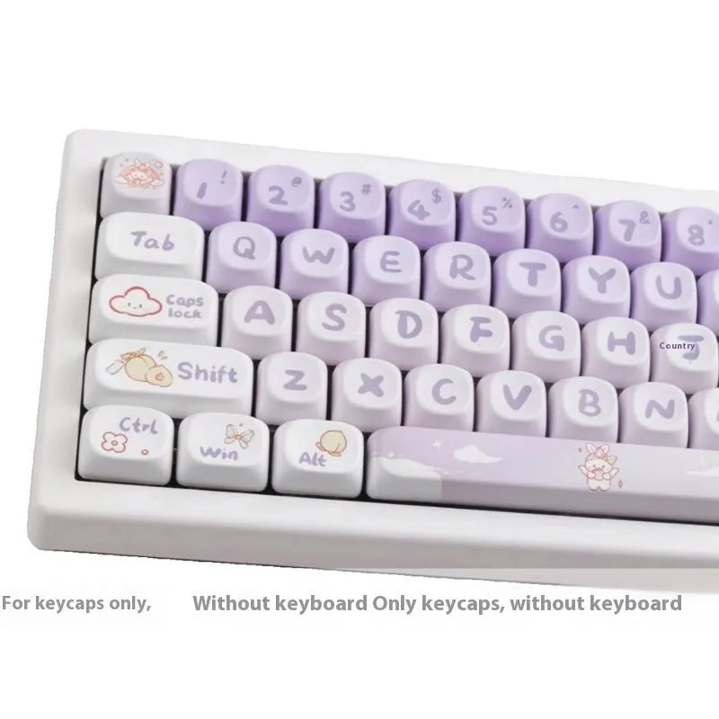 PBT gradient purple rabbit key cap set for mechanical keyboards with sublimation printed custom designs