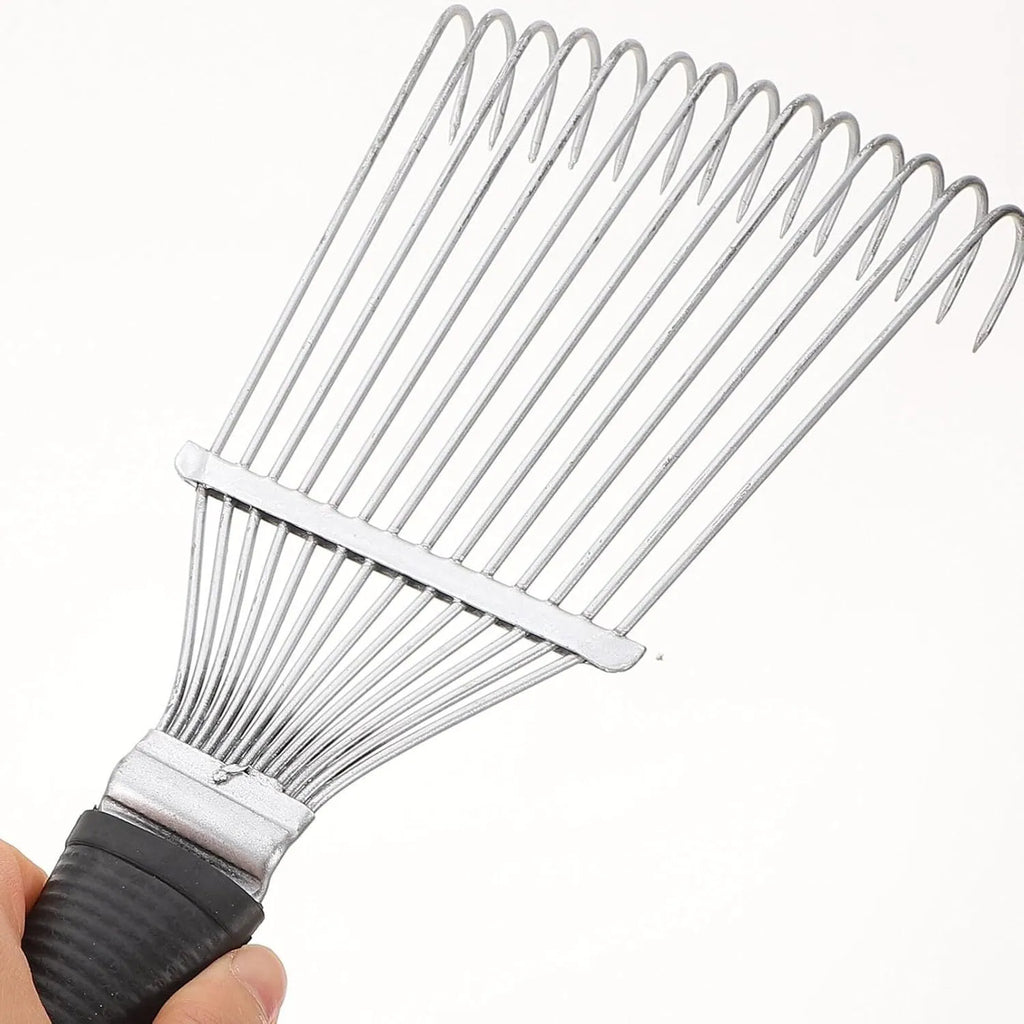 Stainless steel dematting brush rake comb for grooming horses and pets.