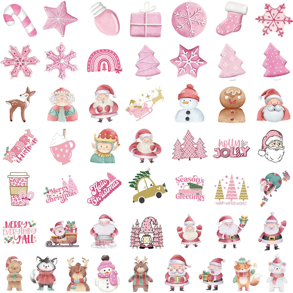 Pack of 50 cute Christmas waterproof stickers for cars, phones, laptops and guitars