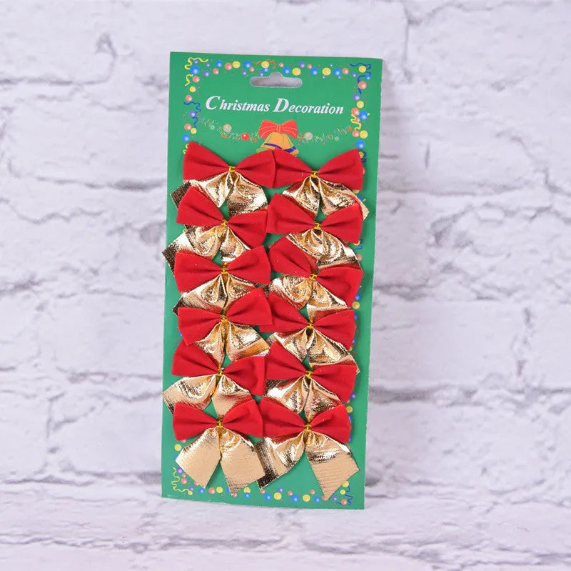 Red, gold, and silver 5 cm polyester Christmas decoration bows for gifts and tree ornaments.