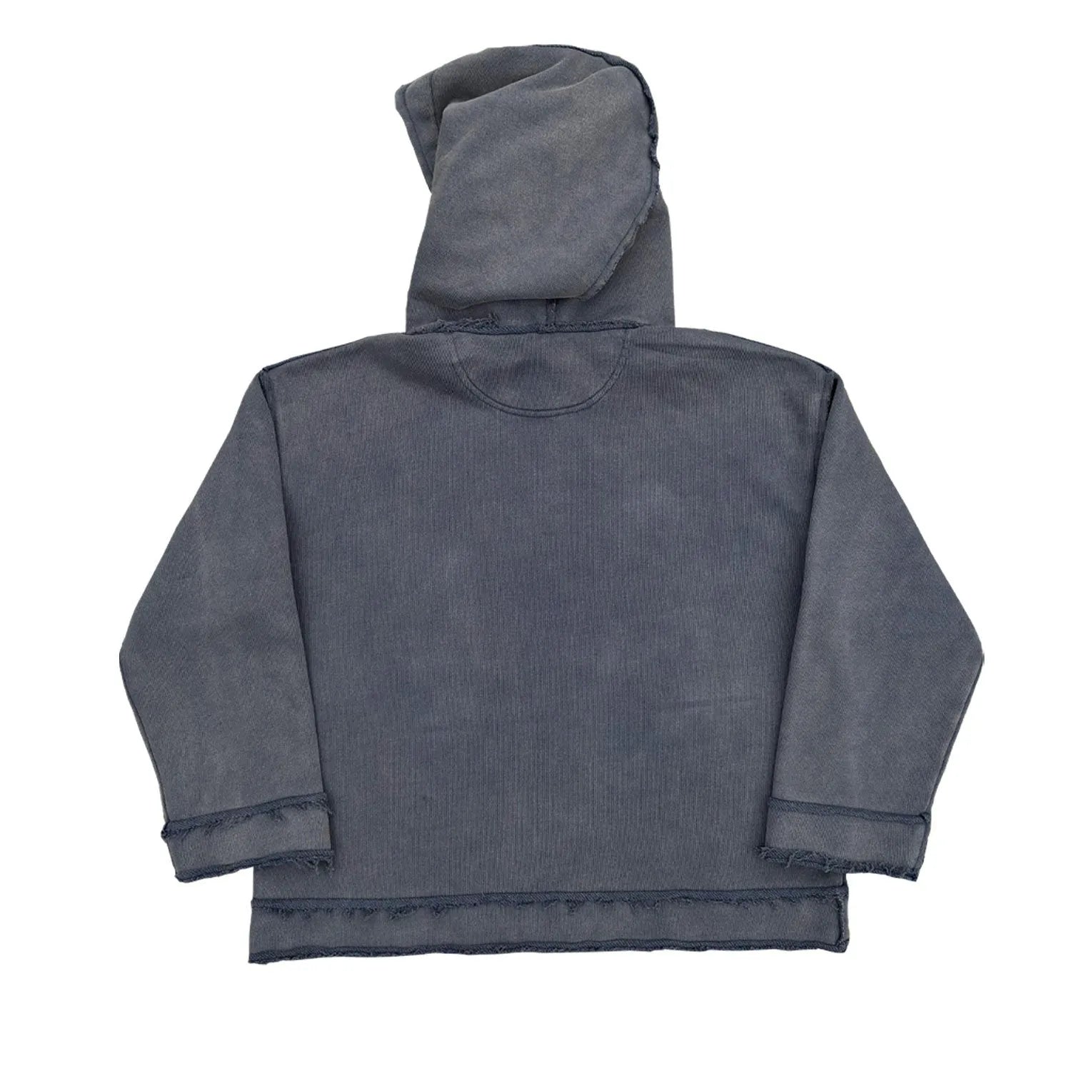 Dark blue hoodie sweater with back graphic design and kangaroo pocket