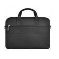 Black Oxford cloth laptop rucksack with multiple pockets and a lock, shown fitting a 15.6-inch laptop.