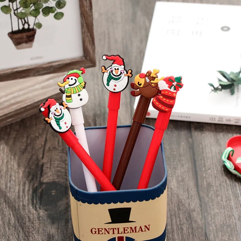Christmas gel pen with cute cartoon design, plastic body, 17cm length, random mixed colour