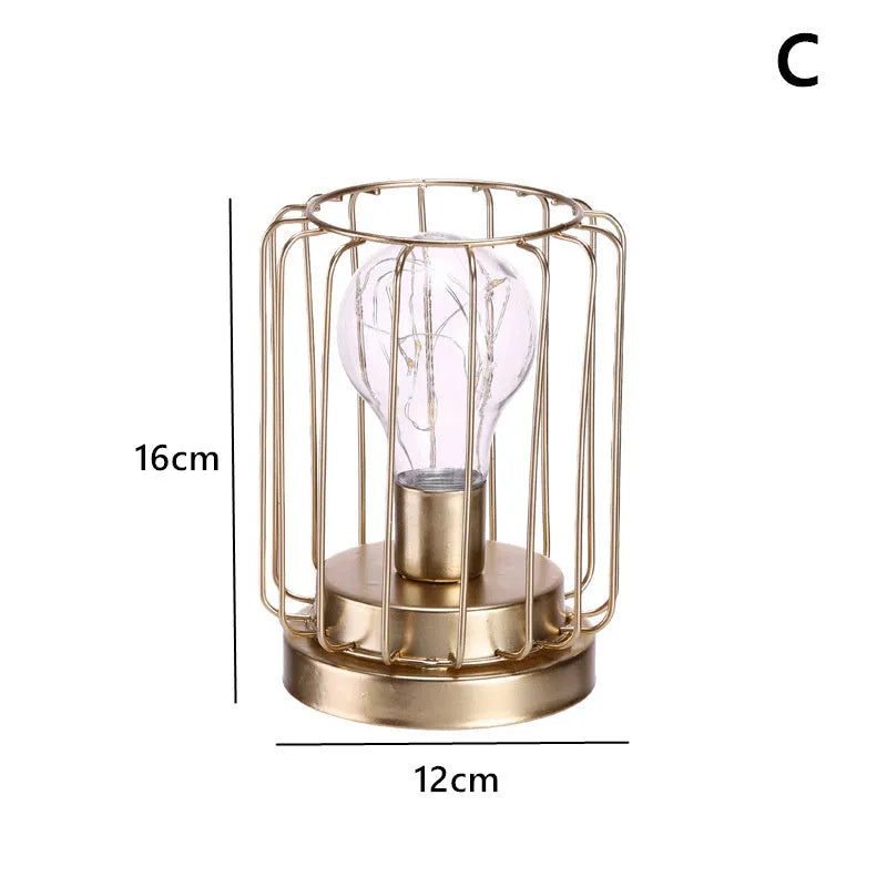 Geometric light bulb candle pendulum ornament in iron with electroplated finish