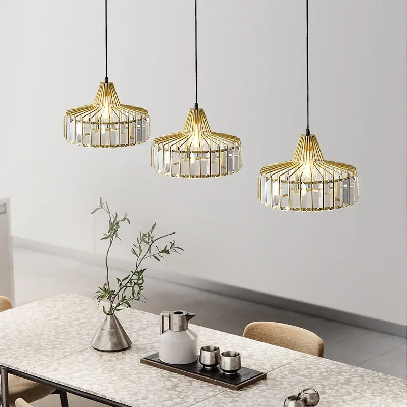 Modern crystal bedside lamp with light luxury chandelier design in black finish