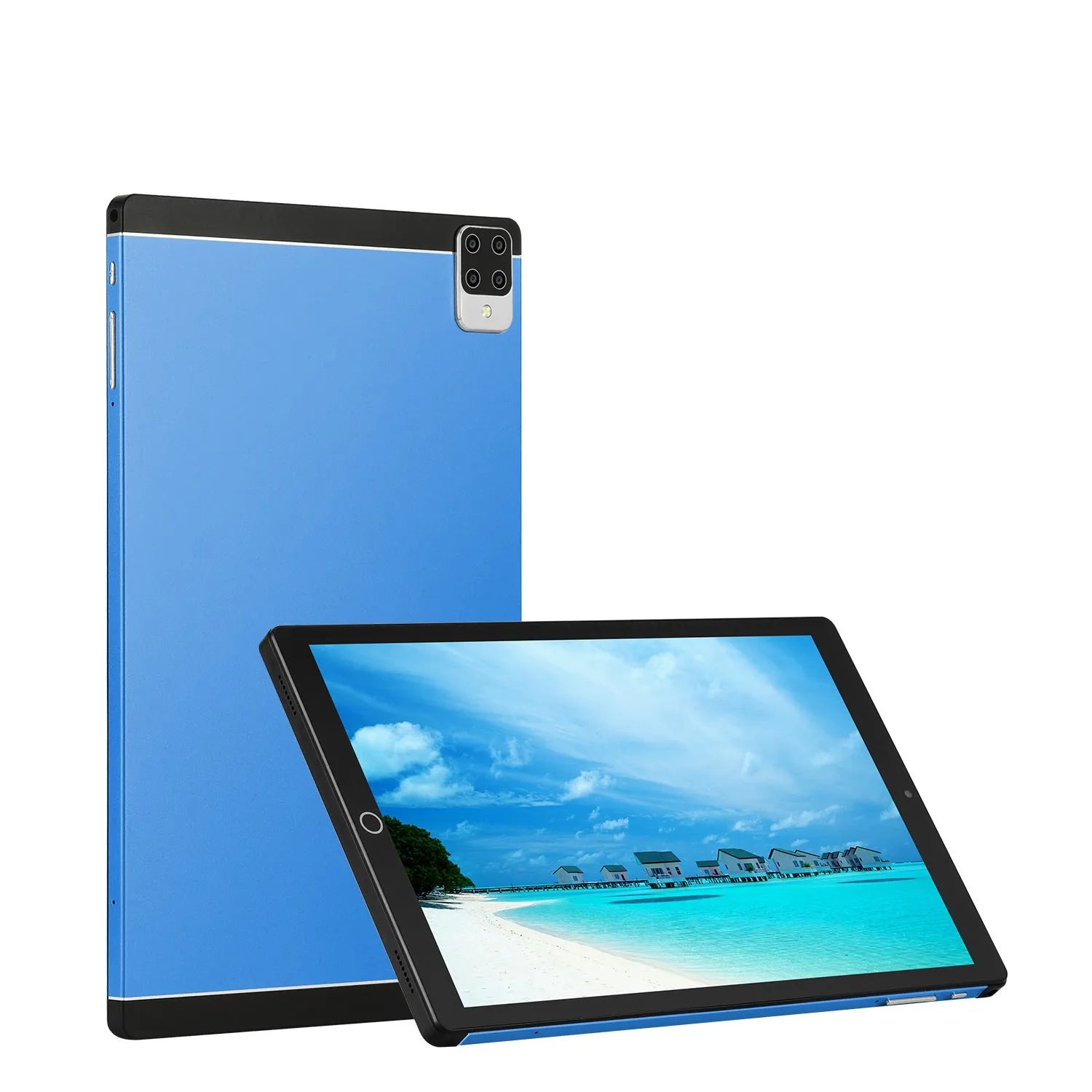 Android 15 tablet computer with 11.6-inch screen shown in black, blue, green, and orange colour options