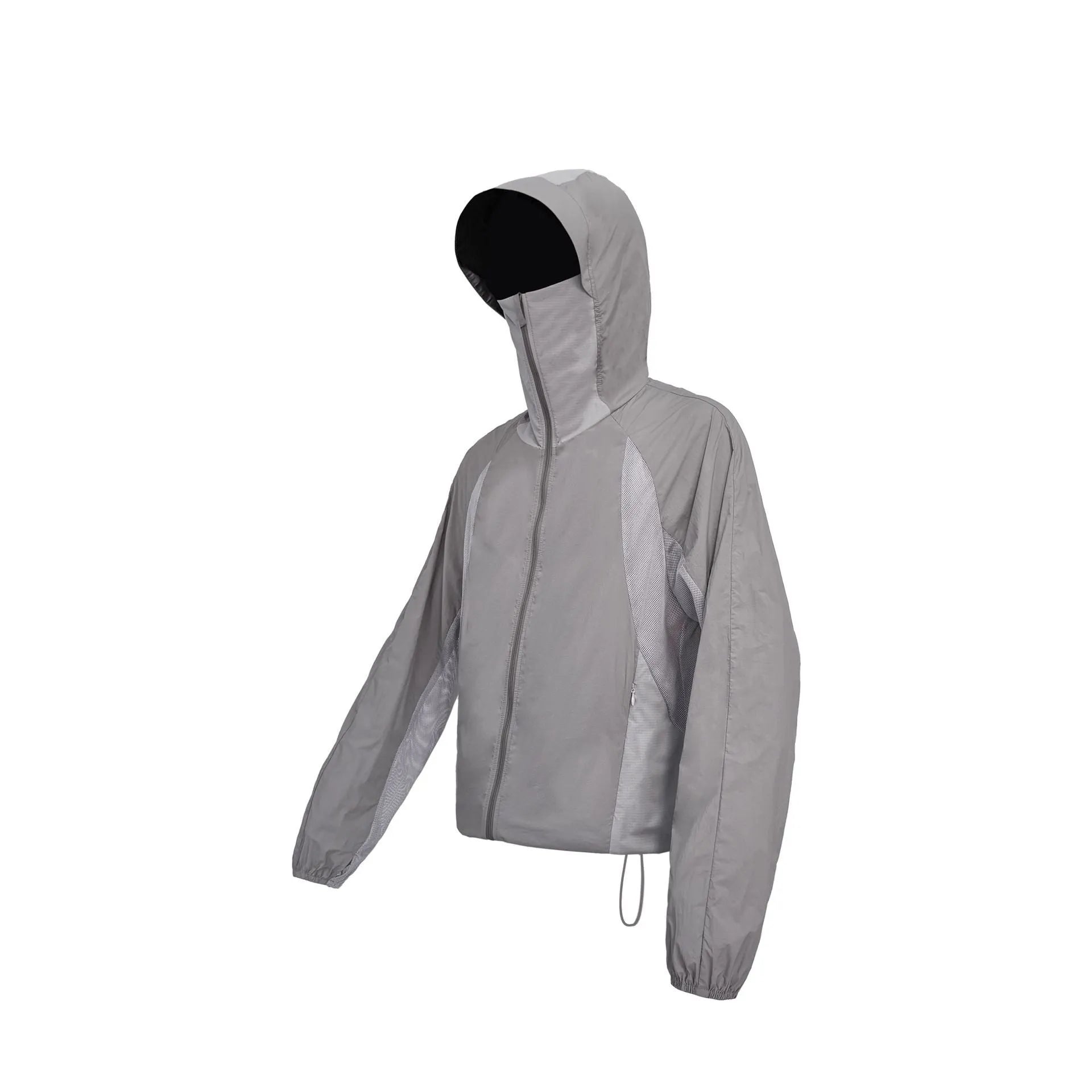 Mesh stitching sun protective nylon top in desert brown, showing regular length and construction.