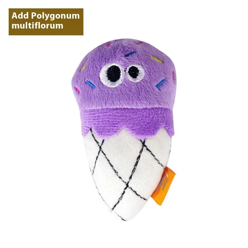 Tiantianmao catnip plush toy in burrito, cone, cucumber, mushroom, pineapple, and pizza shapes for cats