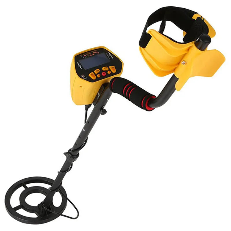Black and yellow professional metal detector with LCD display and waterproof search coil