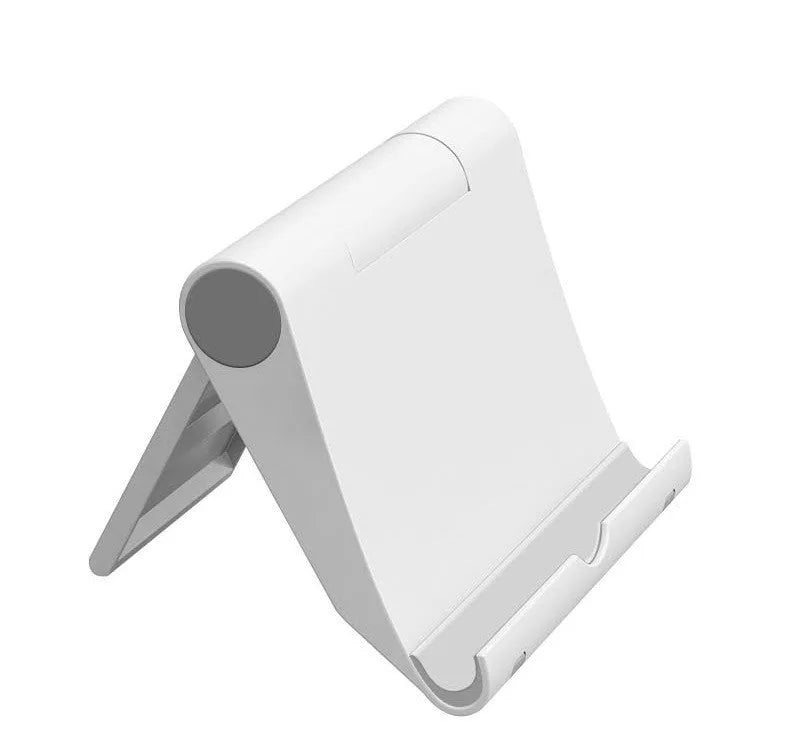 PE folding mobile phone stand in multiple colours showing multi-angle adjustment for tablets and smartphones