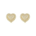 Golden S925 silver heart-shaped stud earrings with moissanite stones