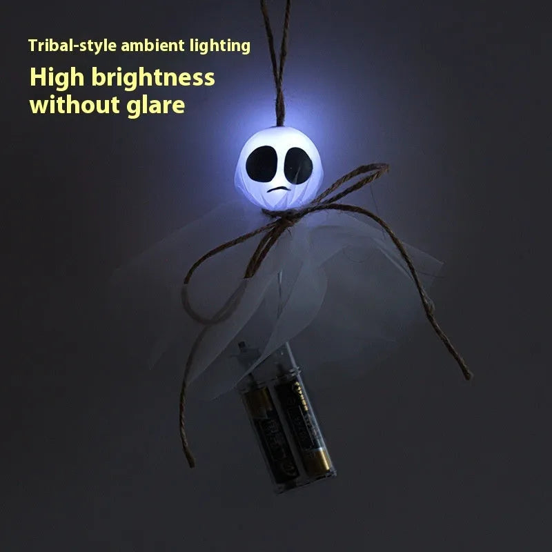 Halloween ghost-themed LED lighting chain with battery box and colourful PVC shell