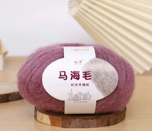 Mohair wool ball for DIY scarf kit with 34 colour options including white, grey, pink and blue