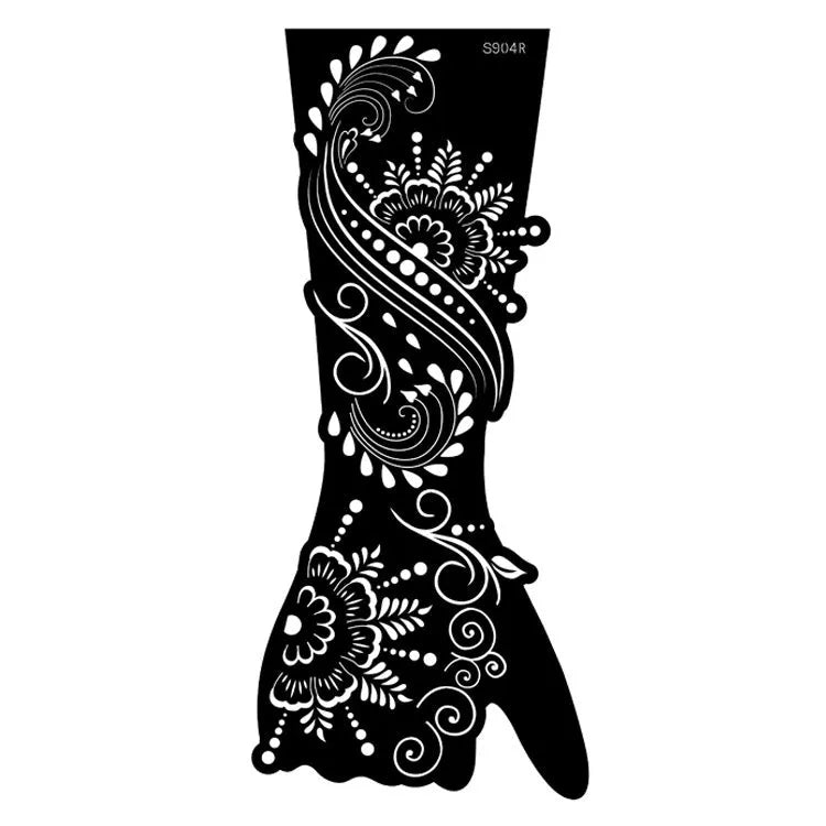 Hollow geometric tattoo sticker sheet with 30 machine-cut 3D paper carving patterns