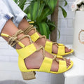 Women's beige suede fashion sandals with ankle strap and fish mouth toe on a rubber sole.