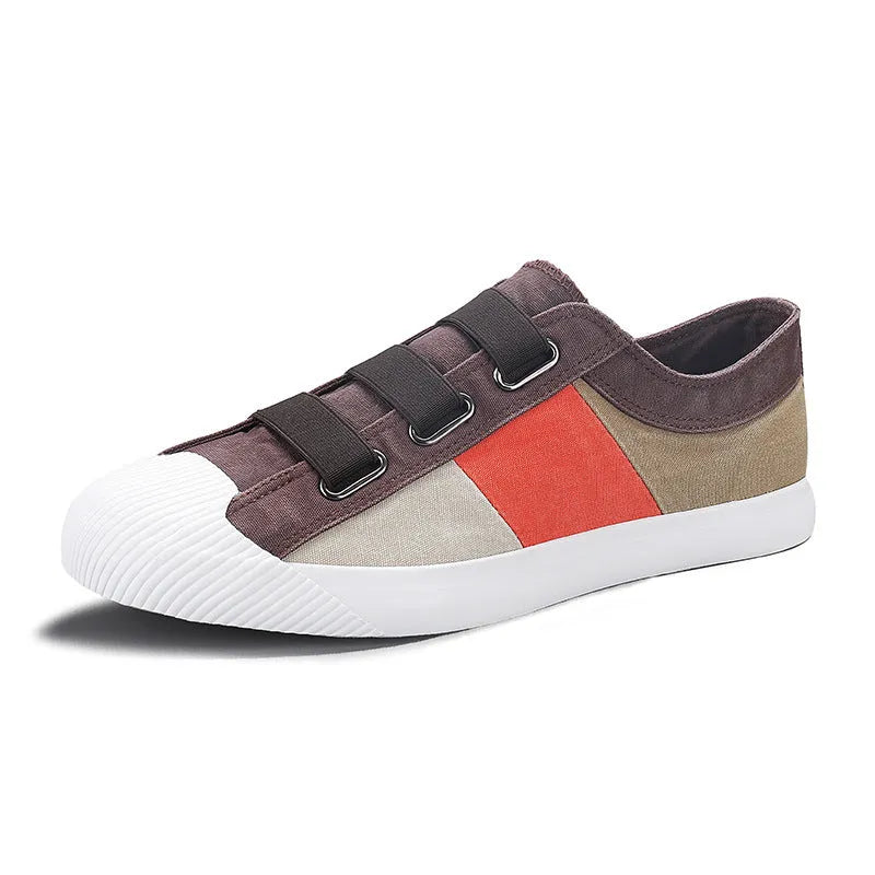 Men's low-top canvas sneakers with elastic band closure in neutral colour options