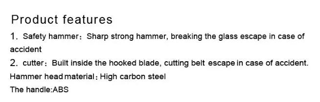 Window breaker safety hammer with ABS body and high carbon steel tip in red colour