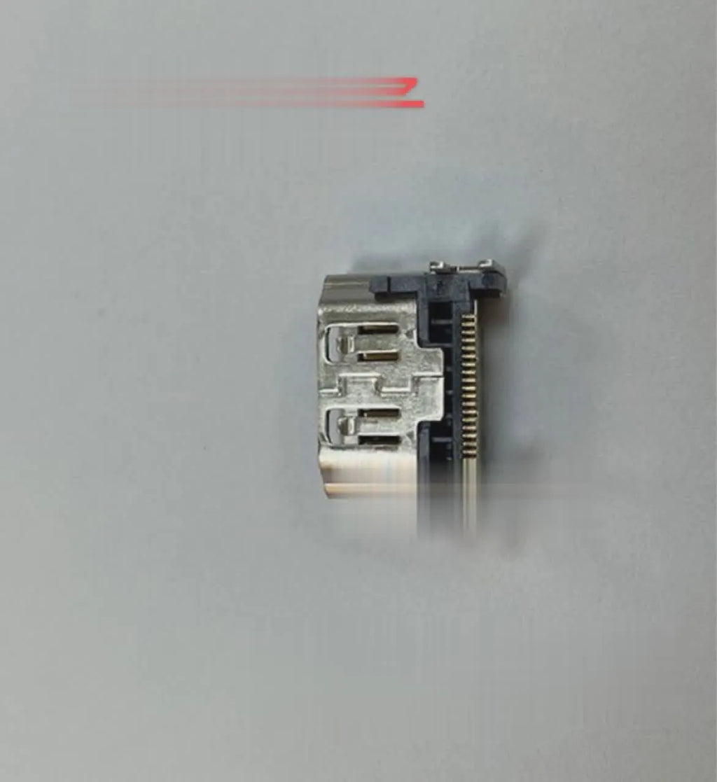 Silver HDMI interface host socket with metal construction for game consoles and computer hardware