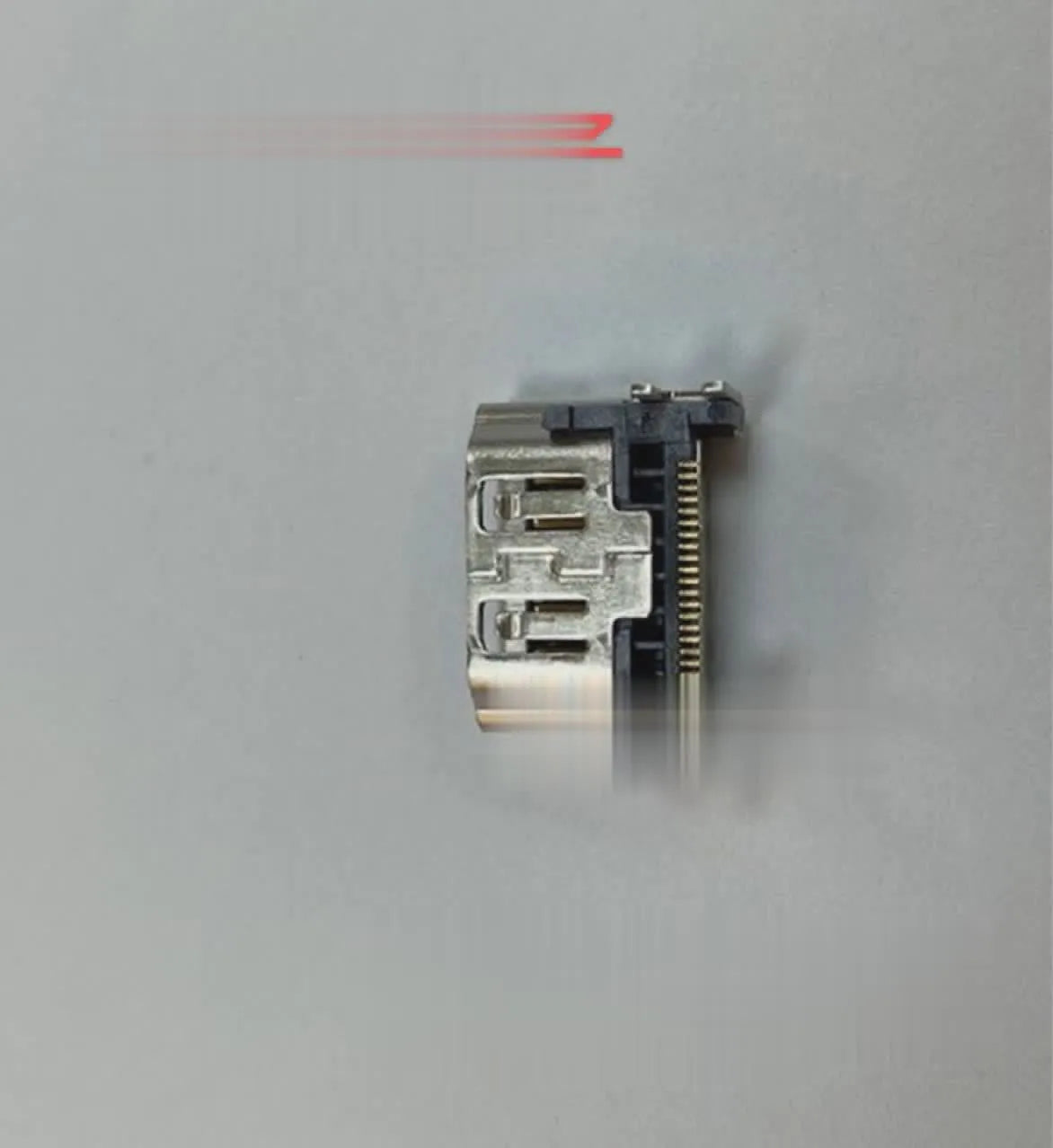 Silver HDMI interface host socket with metal construction for game consoles and computer hardware