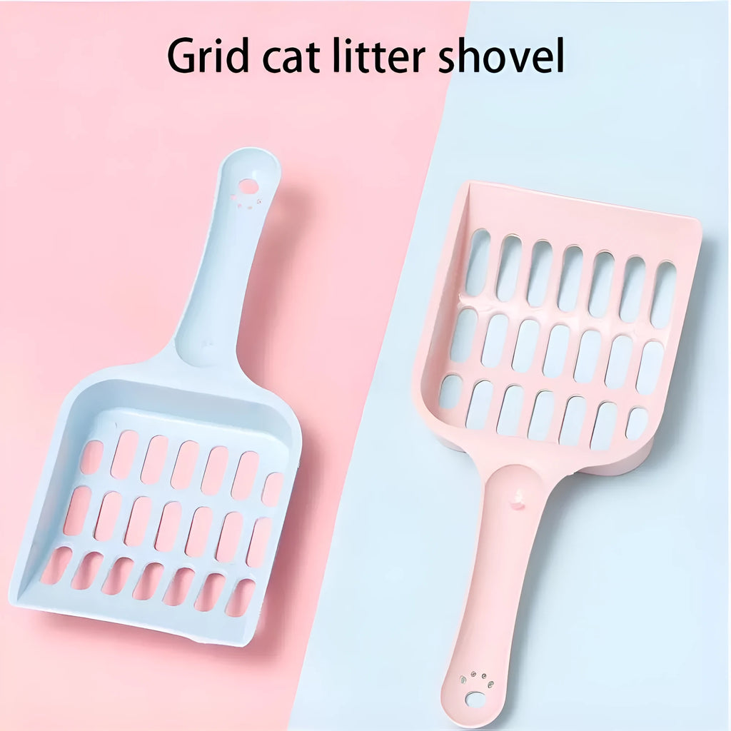 Blue plastic cat litter scoop measuring 20cm length for pet toilet cleaning