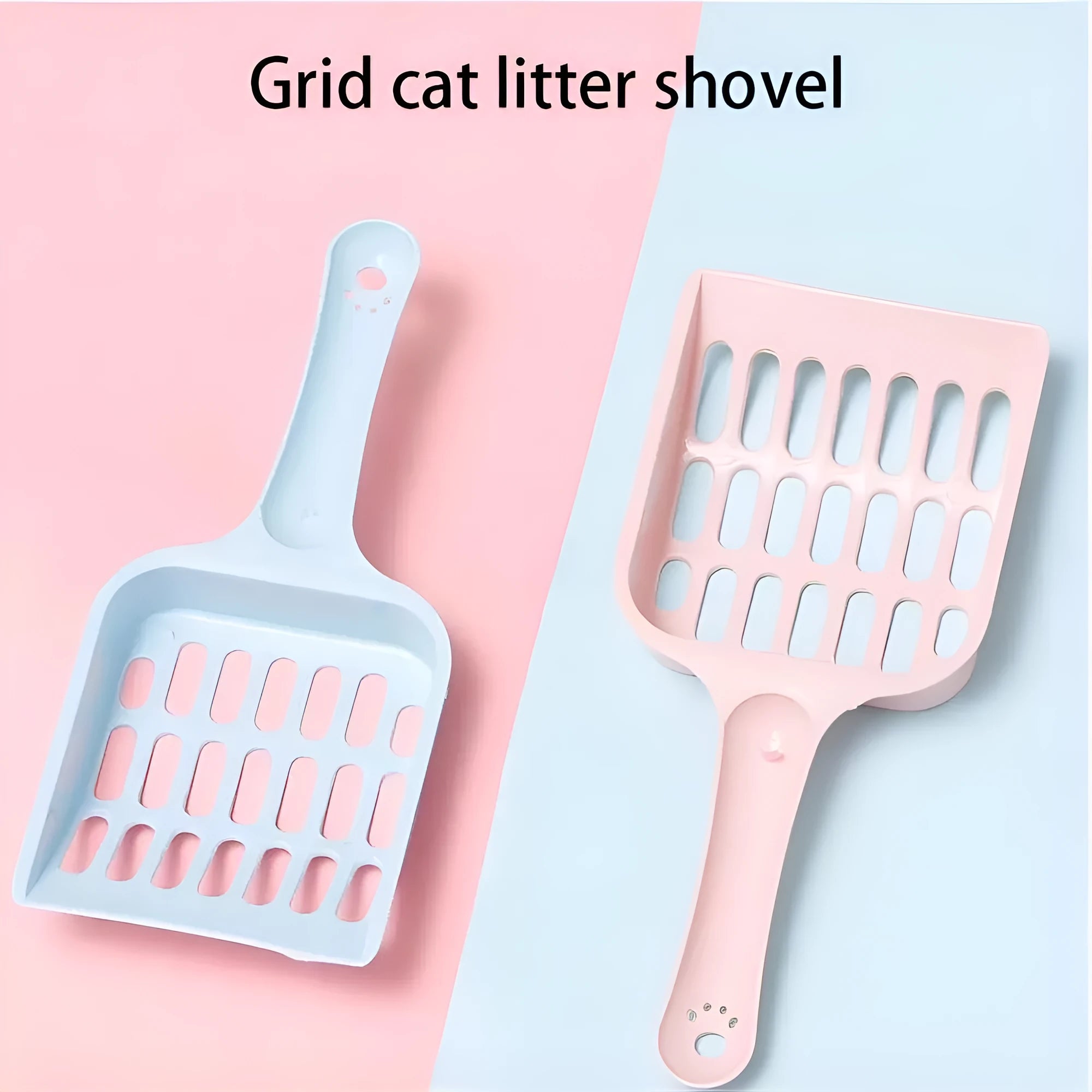 Blue plastic cat litter scoop measuring 20cm length for pet toilet cleaning